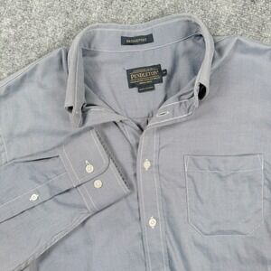 Pendleton Bridgeport Shirt Medium Gray Striped Button Down Long Sleeve Dress Men